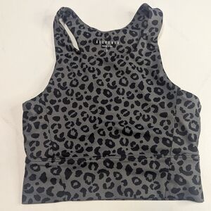 AllFenix Sports Bra Womens Small Taupe Black Leopard Racerback Pullover Bralette